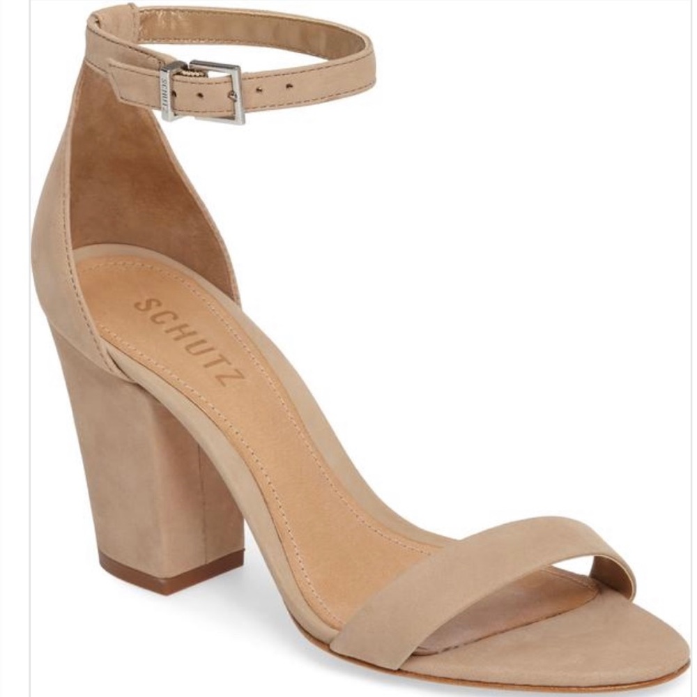 Schutz Jenny Lee Sandals Nude Suede Size 8